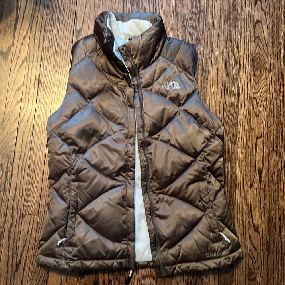 Taupe North Face puffer vest